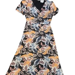 bohme Black Floral Maxi Dress with Mustard and Light Blue Accents